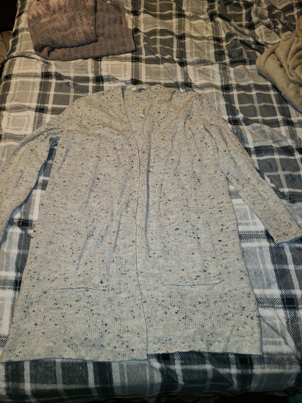 Madewell Heather Gray Speckled Open-Front Cardigan